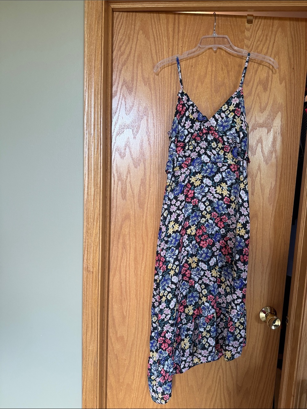 Miss Selfridge Black Floral Asymmetrical Slip Dress